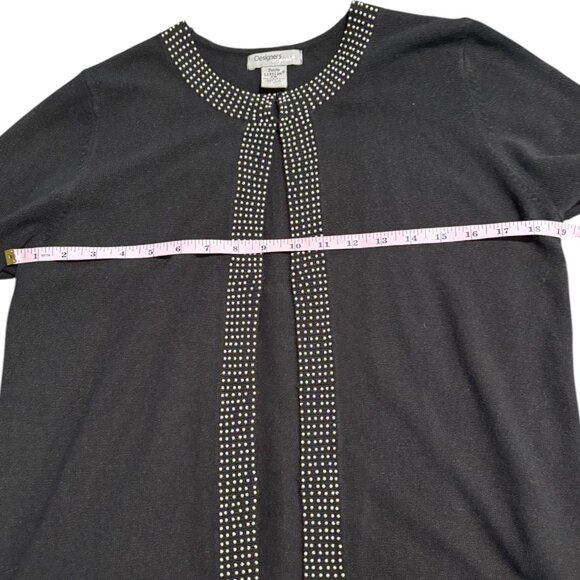 Designers Originals Petite black 2 piece beaded sweater tank w cardigan sz PM - Picture 15 of 16